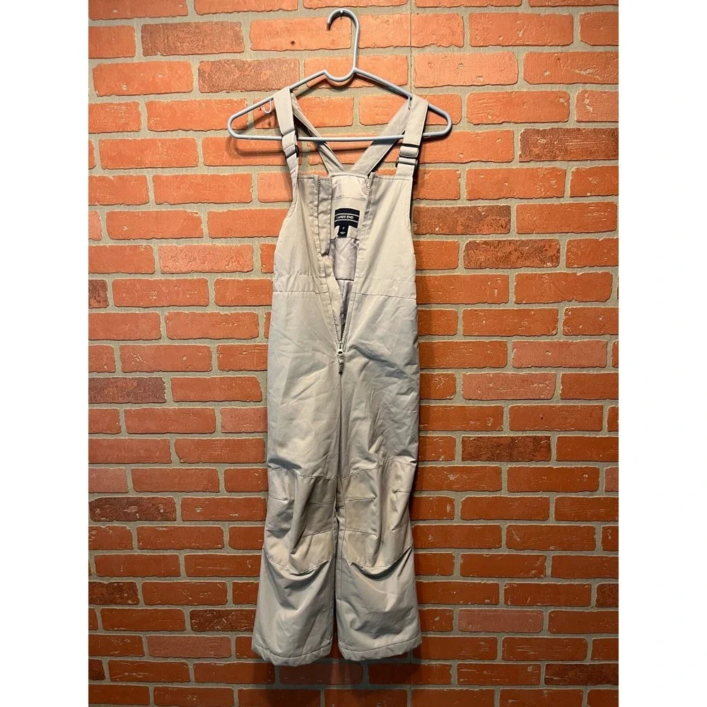 Lands' End Kids Snow Bibs Size 7 Gray Waterproof Insulated Iron Knee Winter Pant